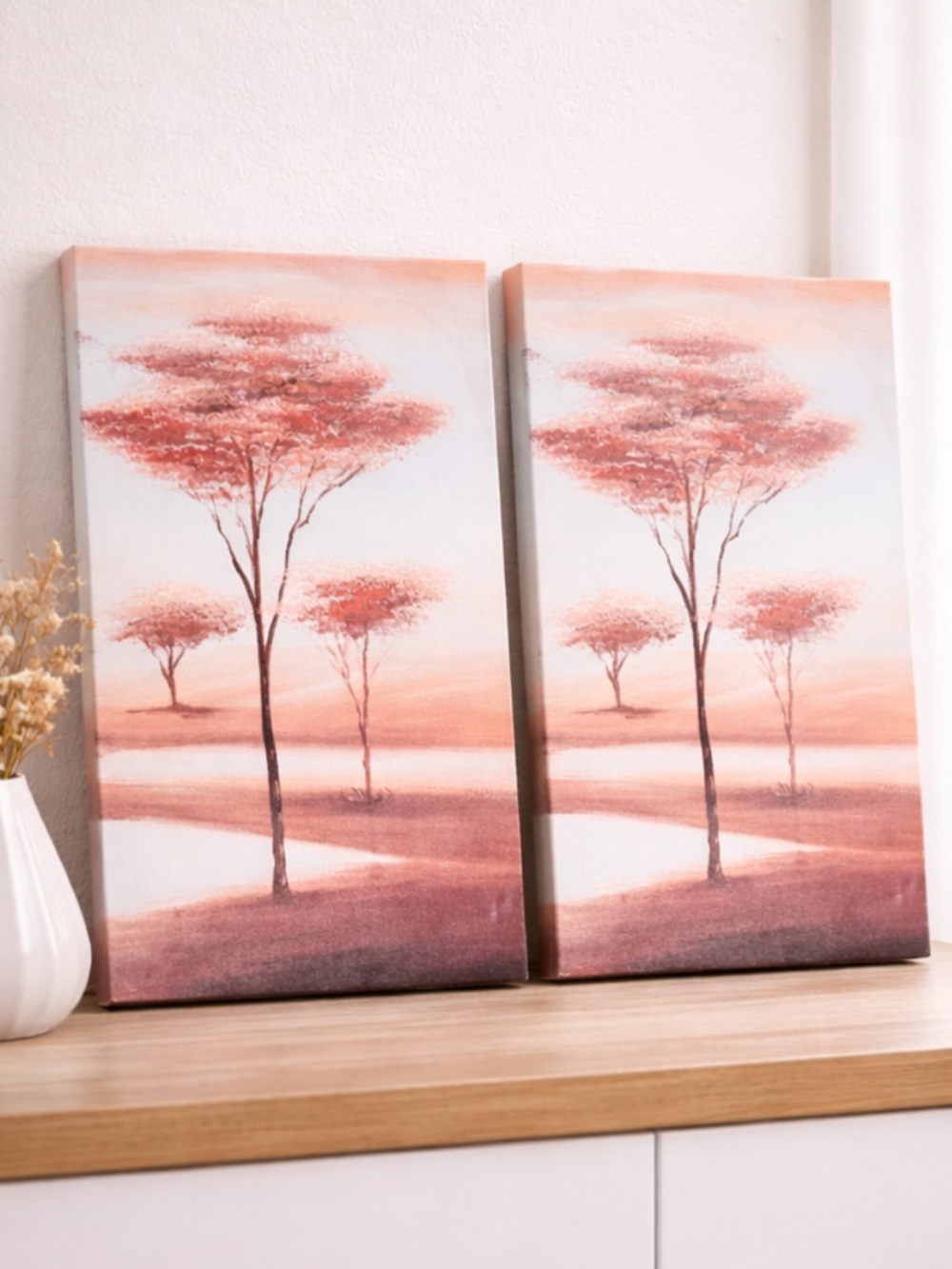 Set of 2 Coral Tree Canvas Prints Wall Art